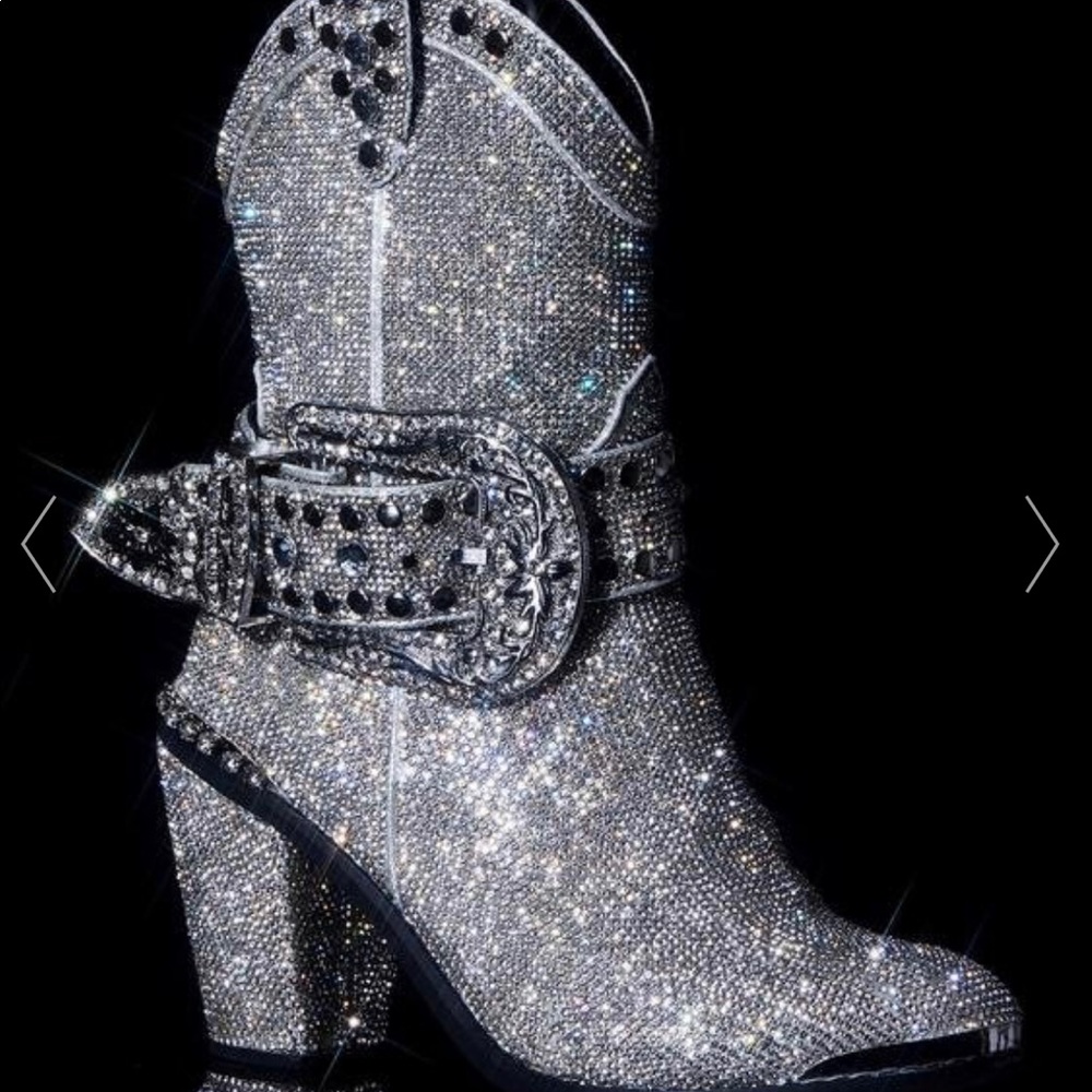 Rhinestone cowboy boots with buckles